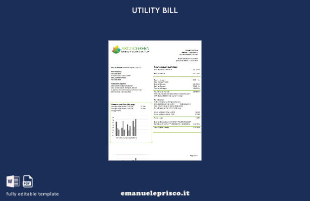 modello word di bolletta elettrica dell'Islanda Arctic Green Energy Corporation 